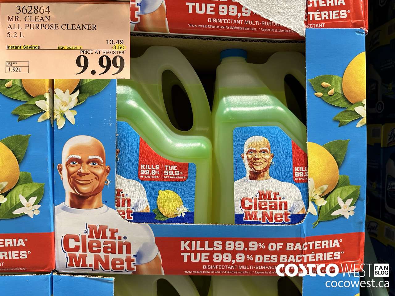 362864 MR. CLEAN ALL PURPOSE CLEANER 5.2 L ($3.50 INSTANT SAVINGS EXPIRES ON 2025-05-11) $9.99