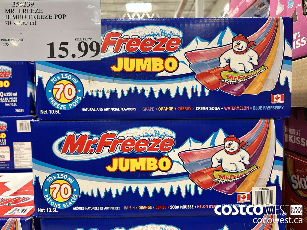 356239 MR. FREEZE JUMBO FREEZE POP 70 x 150 mL $15.99