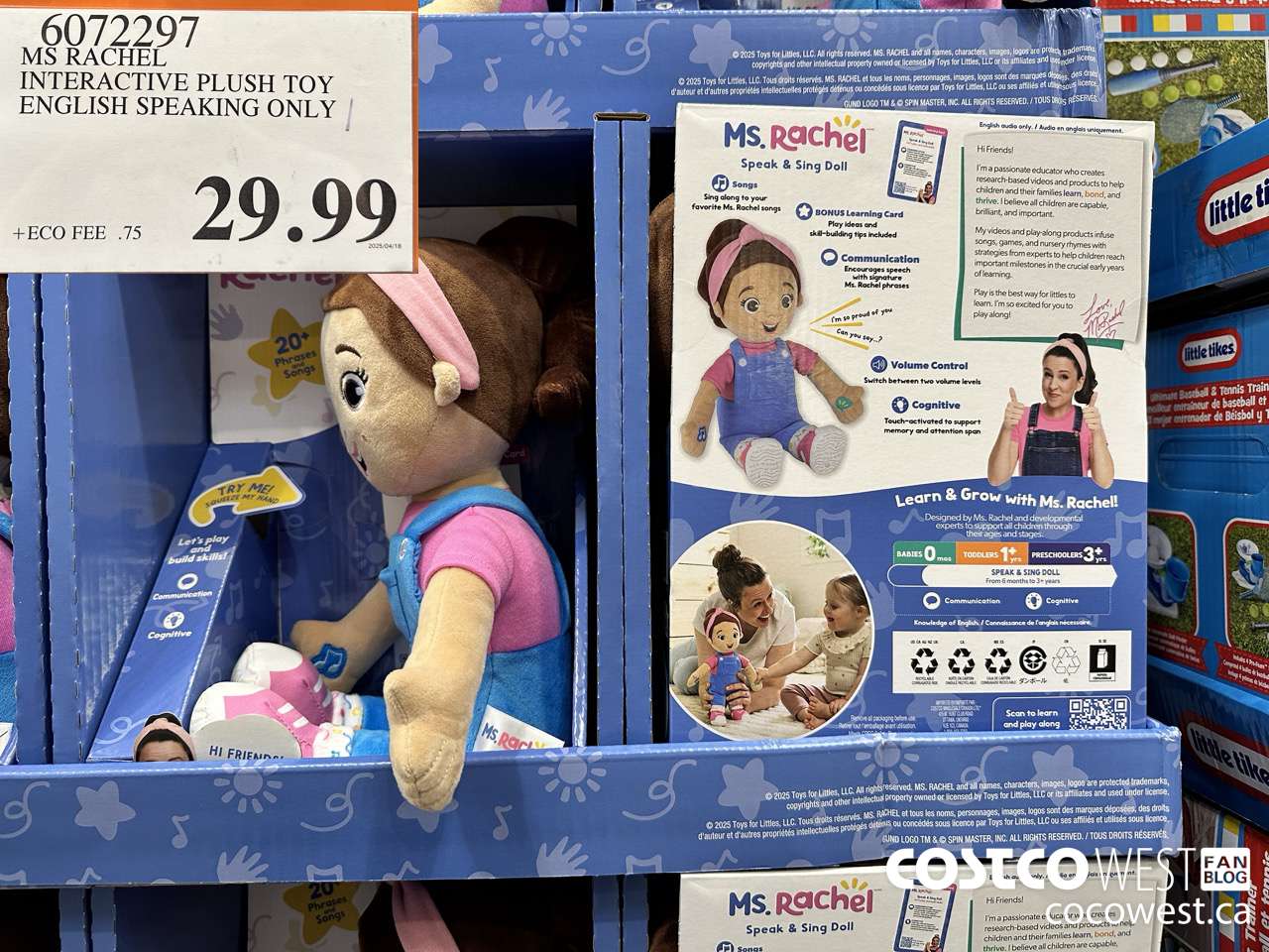 6072297 MS RACHEL INTERACTIVE PLUSH TOY ENGLISH SPEAKING ONLY $29.99