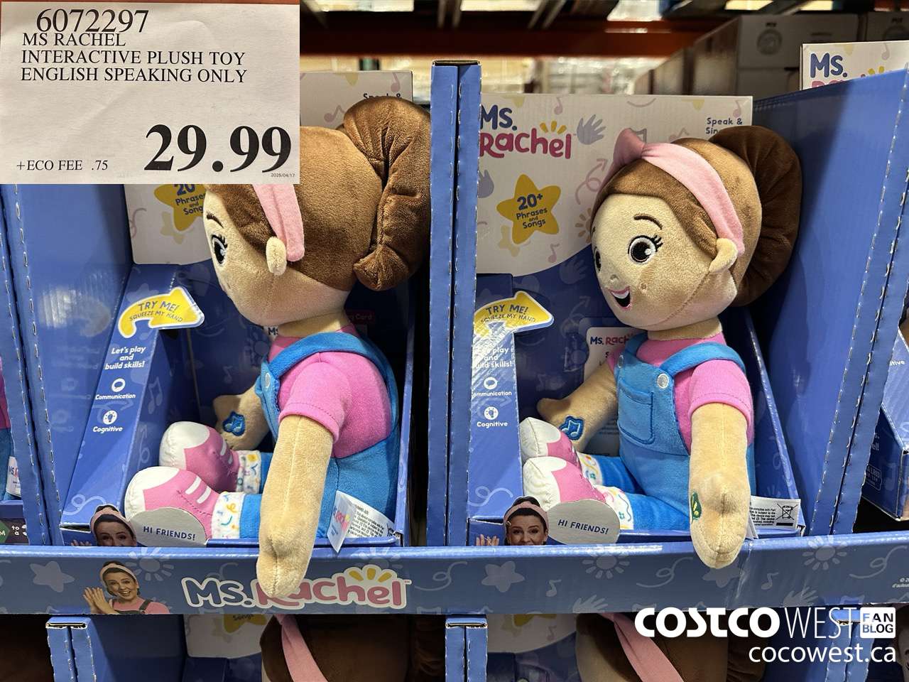 6072297 MS RACHEL INTERACTIVE PLUSH TOY ENGLISH SPEAKING ONLY $29.99