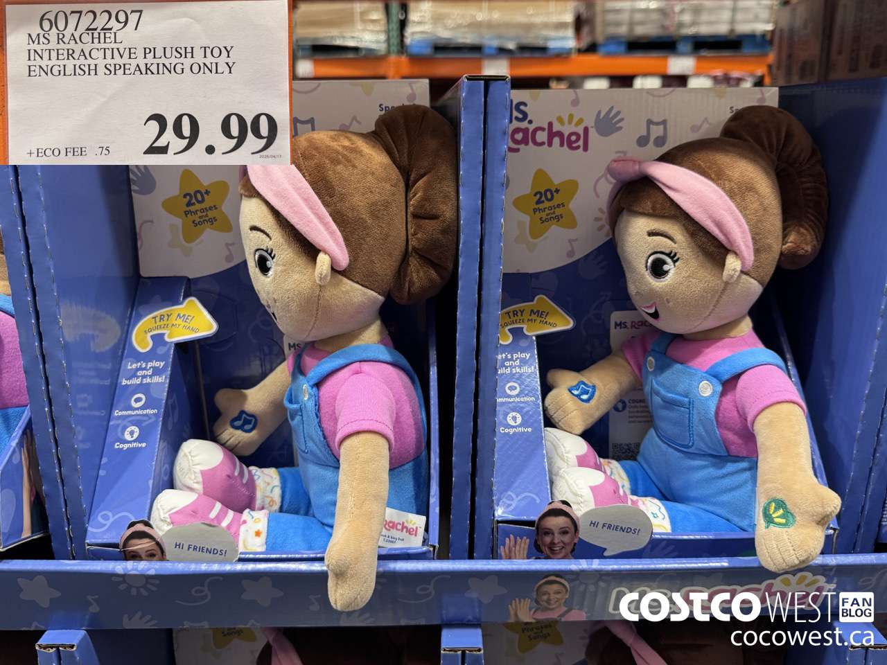 6072297 MS RACHEL INTERACTIVE PLUSH TOY ENGLISH SPEAKING ONLY $29.99