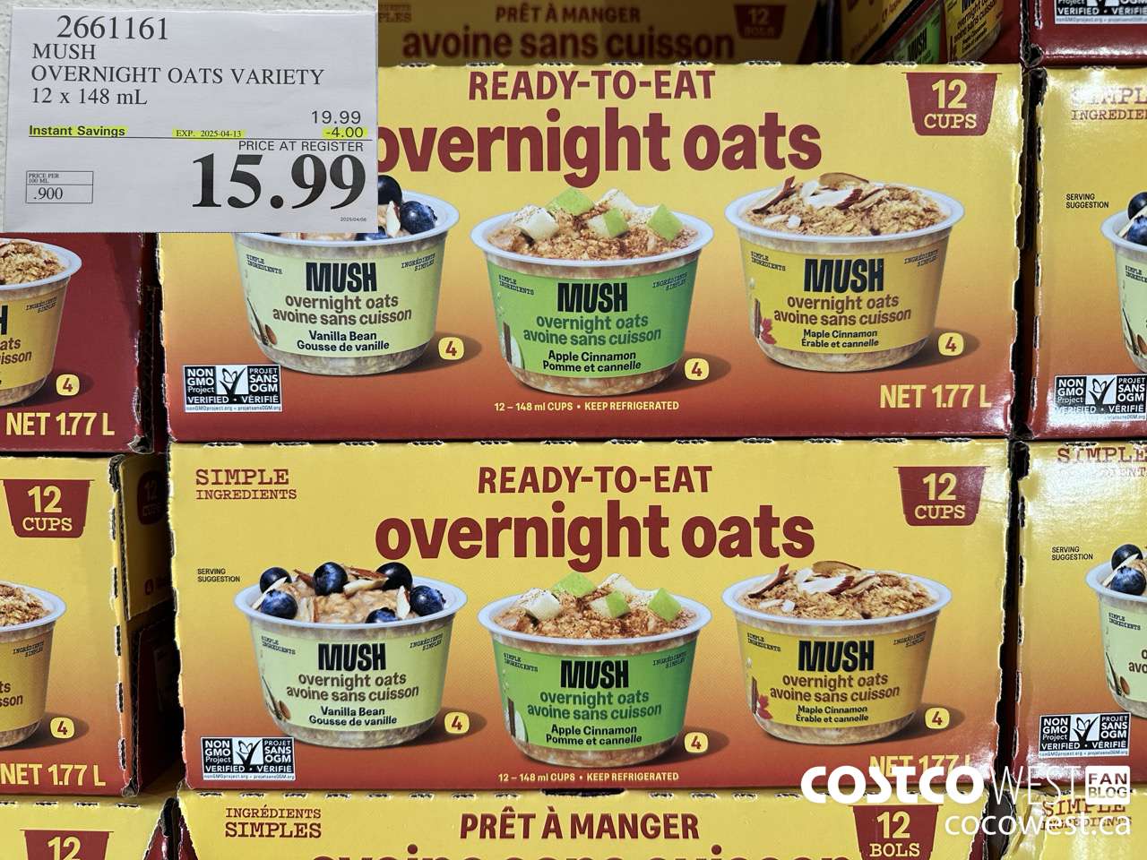 2661161 MUSH OVERNIGHT OATS VARIETY 12 X 141G ($5.00 INSTANT SAVINGS EXPIRES ON 2025-04-13) $15.99