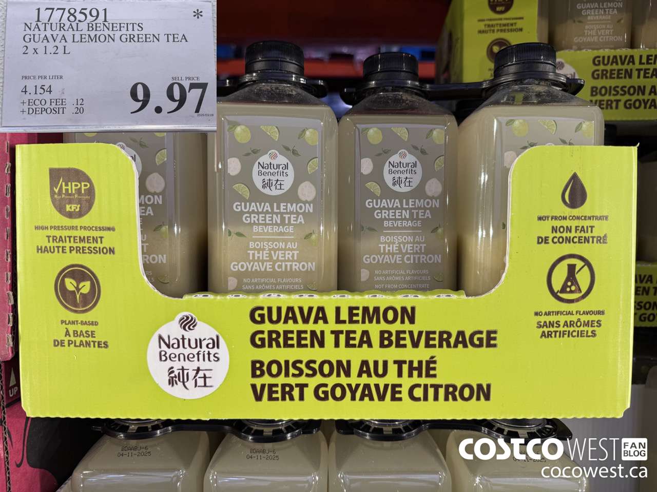 1778591 NATURAL BENEFITS GUAVA LEMON GREEN TEA 2 X 1.2L $9.97