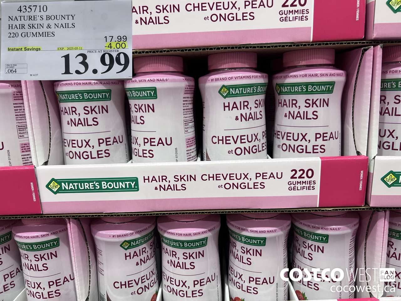 435710 NATURE'S BOUNTY HAIR SKIN & NAILS 220 GUMMIES ($4.00 INSTANT SAVINGS EXPIRES ON 2025-05-11) $13.99
