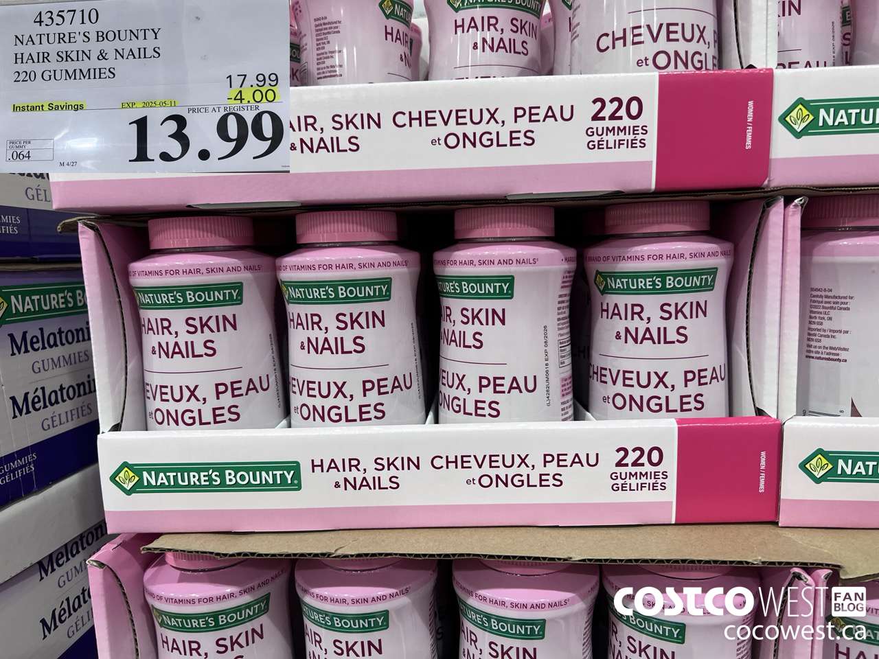 435710 NATURE'S BOUNTY HAIR SKIN & NAILS 220 GUMMIES ($4.00 INSTANT SAVINGS EXPIRES ON 2025-05-11) $13.99