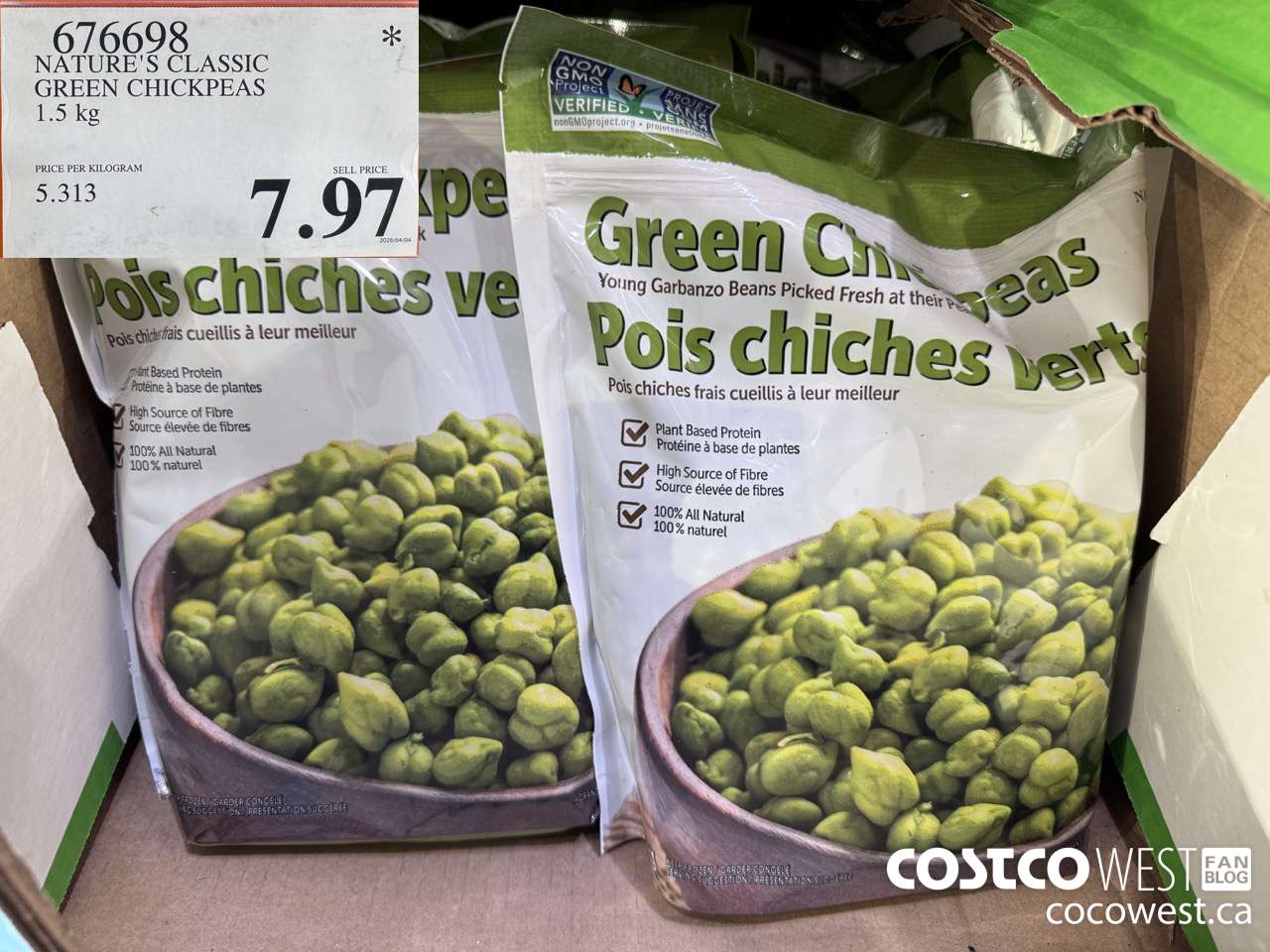 676698 NATURE'S CLASSIC GREEN CHICKPEAS 1.5 kg $7.97