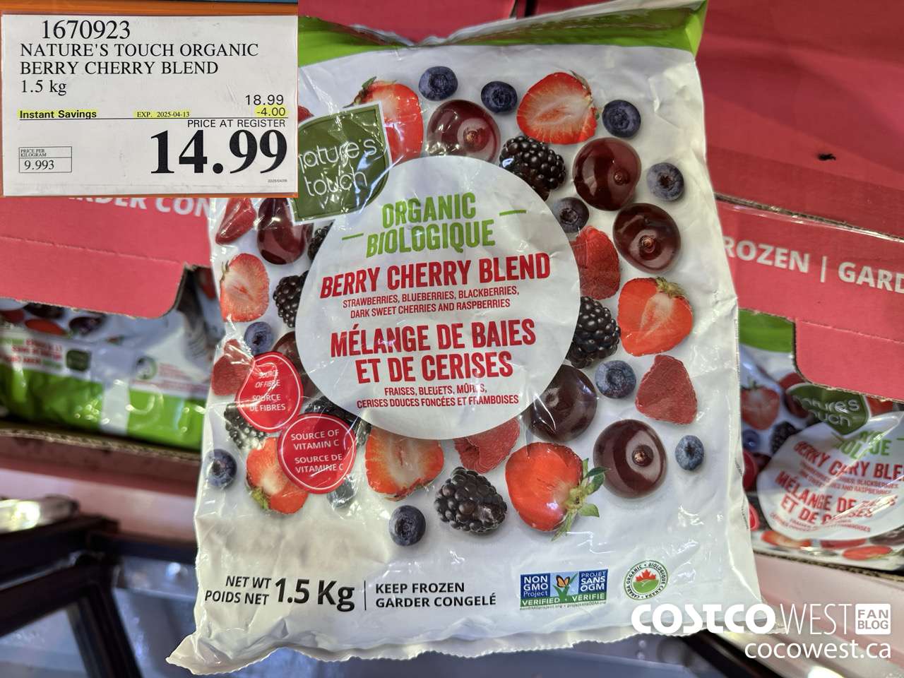 1670923 NATURE'S TOUCH ORGANIC BERRY CHERRY BLEND 1.5 KG ($4.00 INSTANT SAVINGS EXPIRES ON 2025-04-13) $14.99