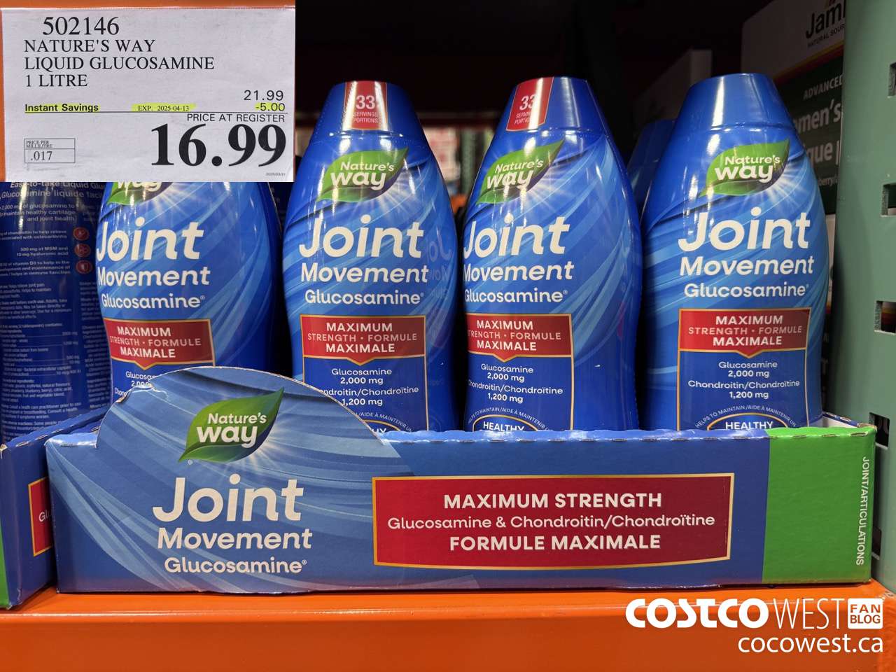 502146 NATURE'S WAY LIQUID GLUCOSAMINE 1 L ($5.00 INSTANT SAVINGS EXPIRES ON 2025-04-13) $16.99