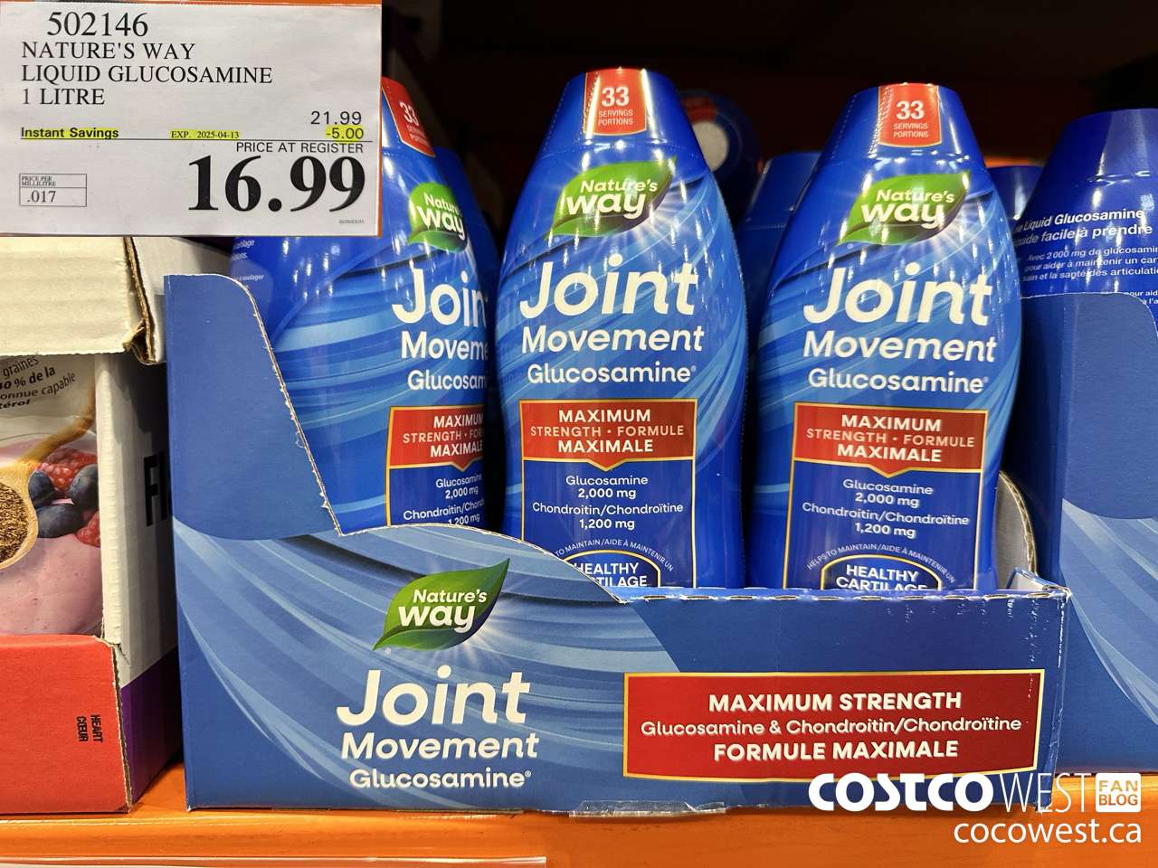 502146 NATURE'S WAY LIQUID GLUCOSAMINE 1 L ($5.00 INSTANT SAVINGS EXPIRES ON 2025-04-13) $16.99