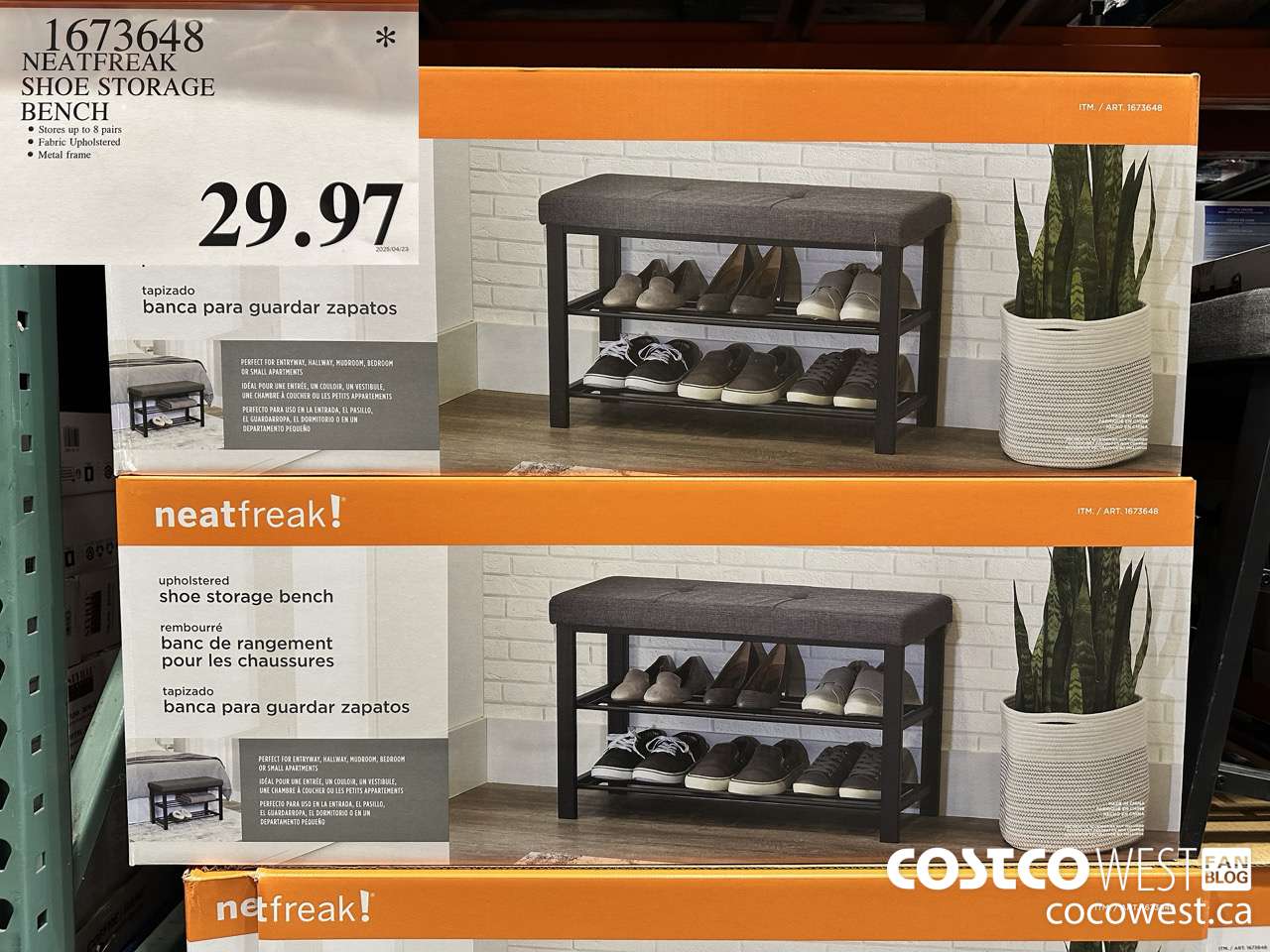 1673648 NEATFREAK SHOE STORAGE BENCH $29.97