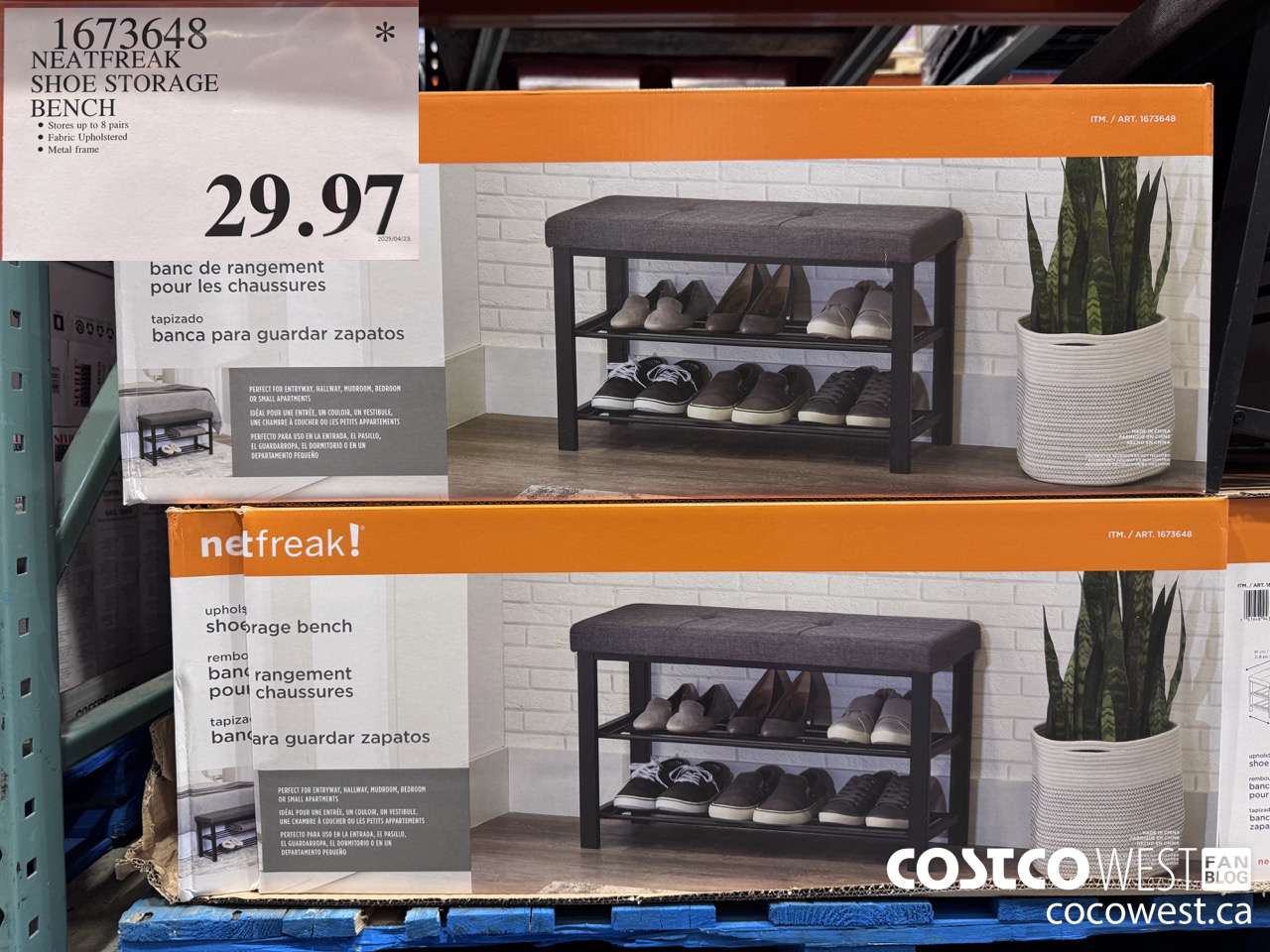 1673648 NEATFREAK SHOE STORAGE BENCH $29.97