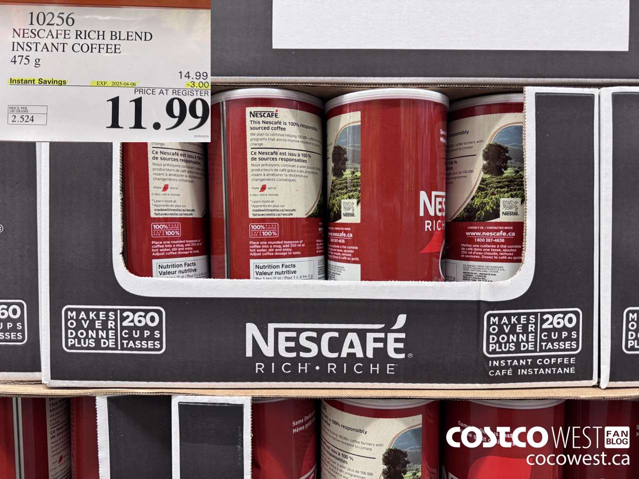10256 NESCAFE RICH BLEND INSTANT COFFEE 475G ($3.00 INSTANT SAVINGS EXPIRES ON 2025-04-06) $11.99