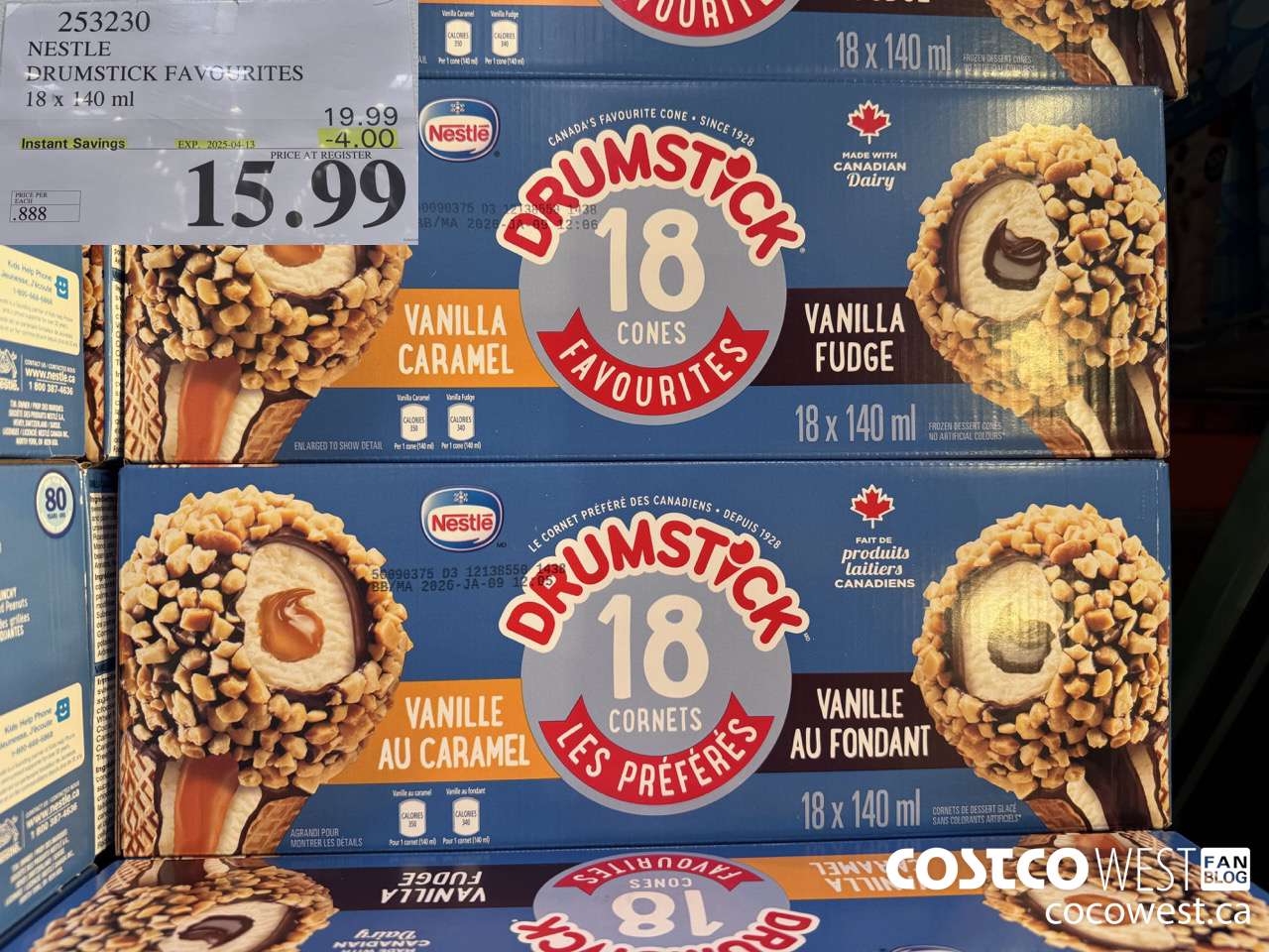 253230 NESTLE DRUMSTICK VARIETY PACK 18 x 140 ml ($4.00 INSTANT SAVINGS EXPIRES ON 2025-04-13) $15.99