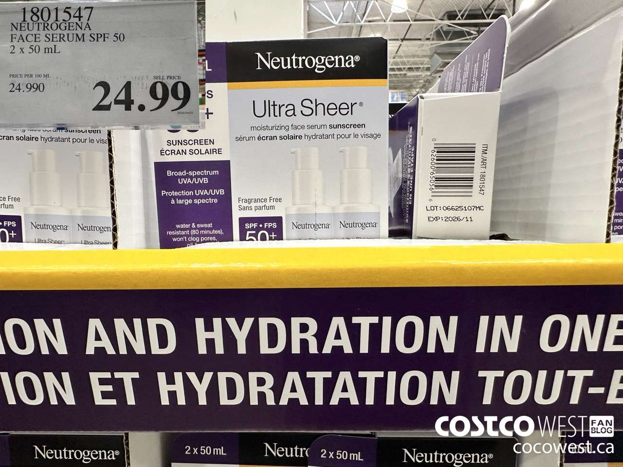 1801547 NEUTROGENA FACE SERUM SPF 50 2 X 50ML $24.99