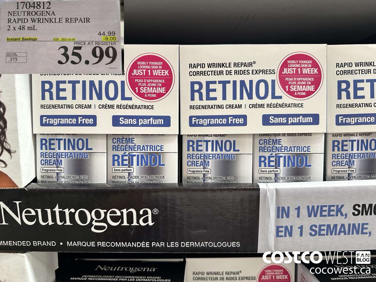 1704812 NEUTROGENA RAPID WRINKLE REPAIR 2 X 48ML ($9.00 INSTANT SAVINGS EXPIRES ON 2025-05-04) $35.99