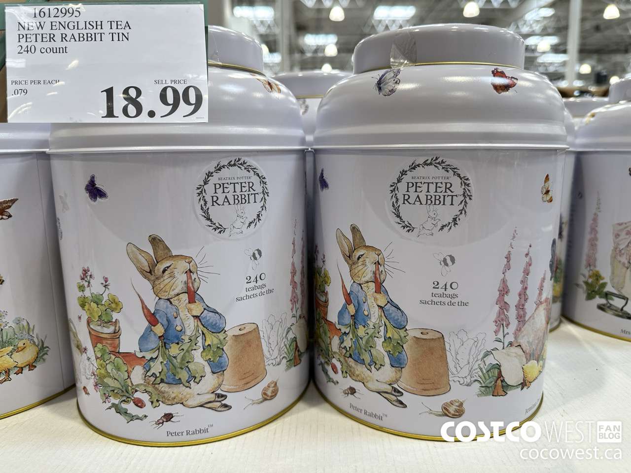 1612995 NEW ENGLISH TEA PETER RABBIT TIN 240 COUNT $18.99