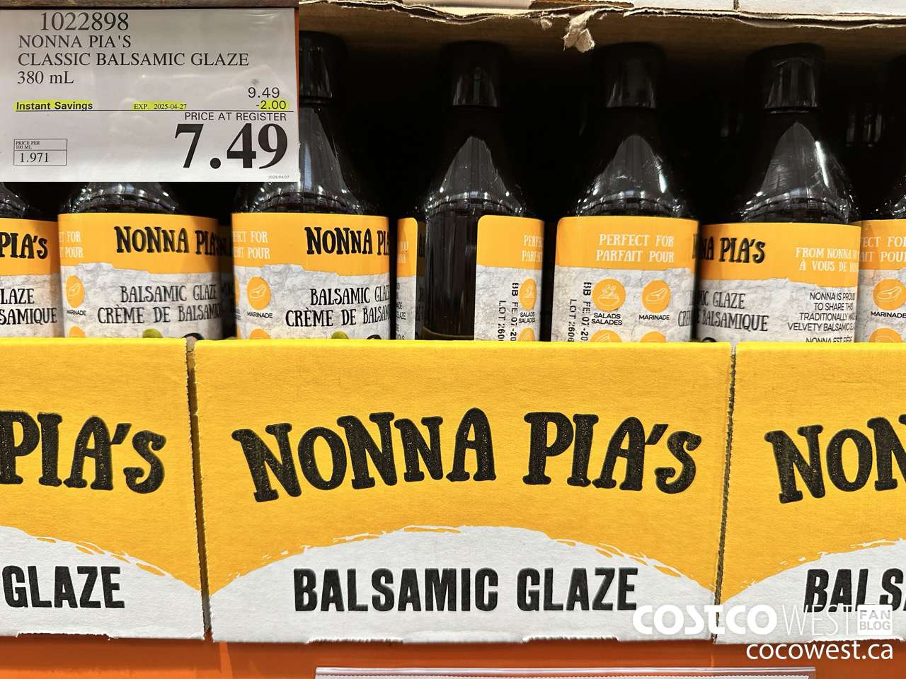 1022898 NONNA PIA'S GOURMET BALSAMIC REDUCTION 380 ML ($2.00 INSTANT SAVINGS EXPIRES ON 2025-04-27) $7.49