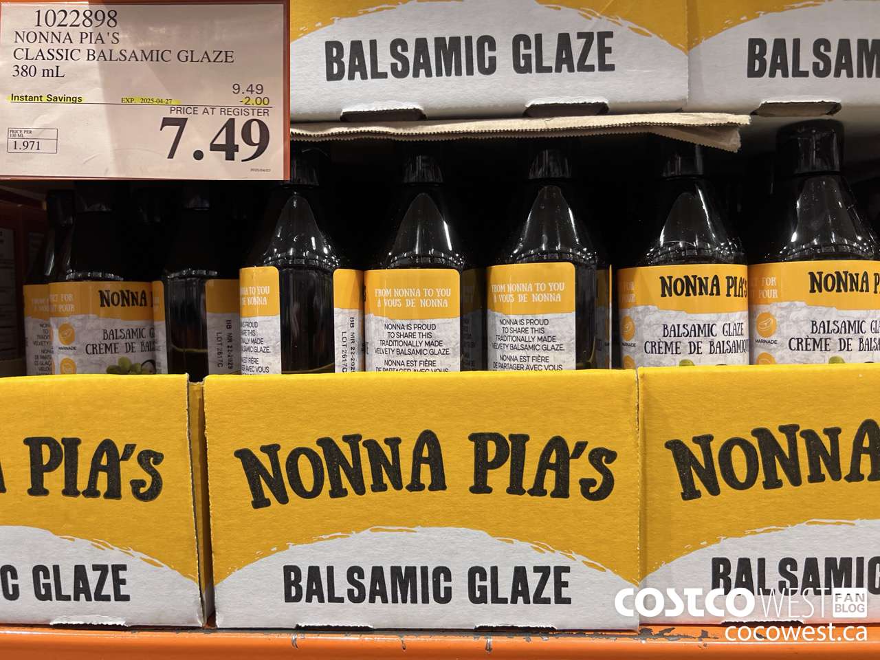1022898 NONNA PIA'S GOURMET BALSAMIC REDUCTION 380 ML ($2.00 INSTANT SAVINGS EXPIRES ON 2025-04-27) $7.49