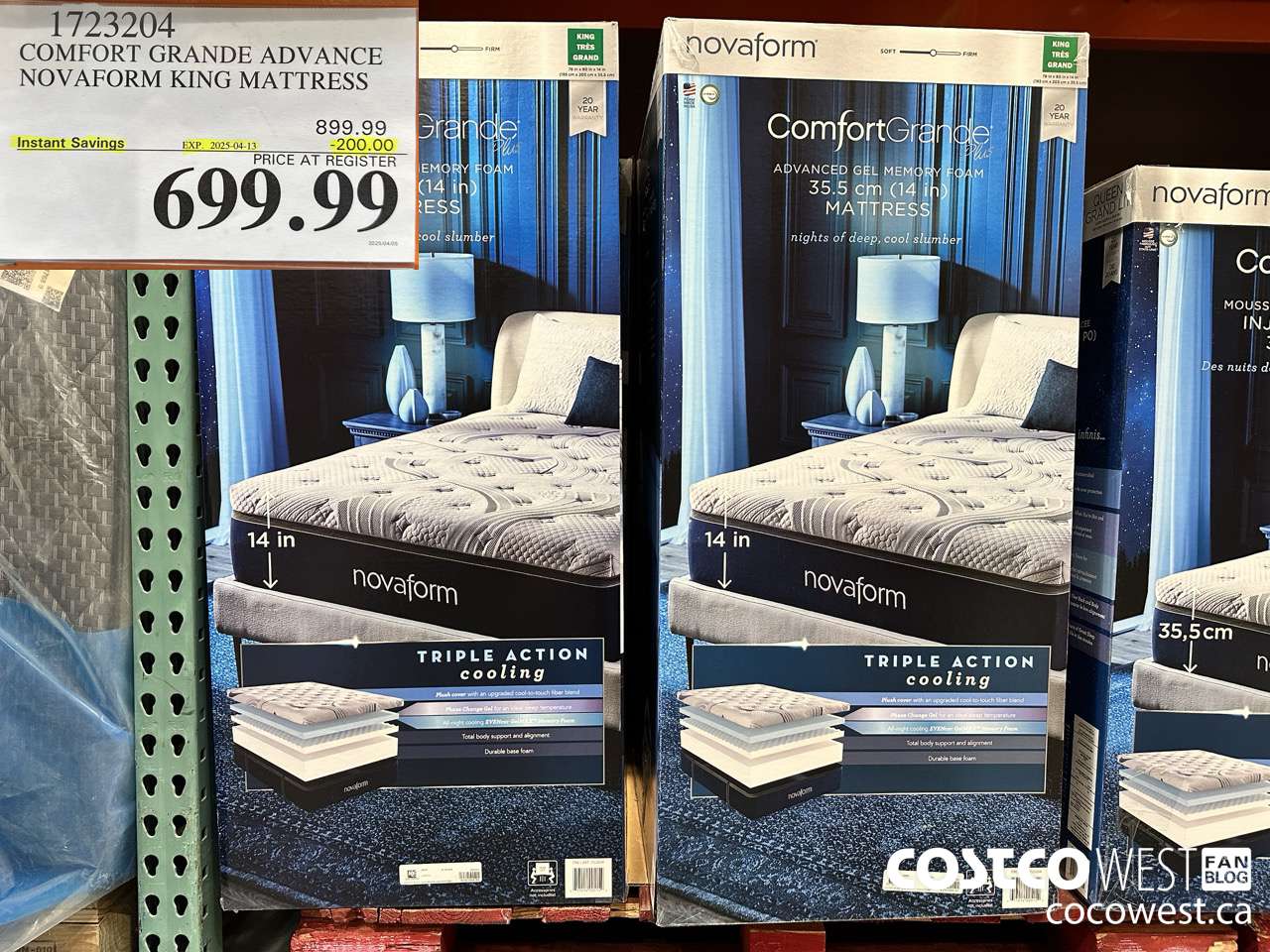 1723204 NOVAFORM COMFORT GRANDE ADVANCED KING MATTRESS ($200.00 INSTANT SAVINGS EXPIRES ON 2025-04-13) $699.99