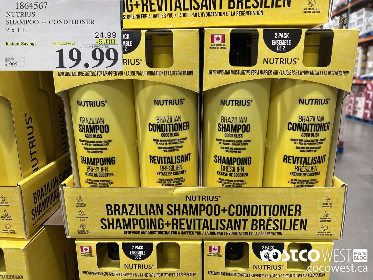 1864567 NUTRIUS SHAMPOO + CONDITIONER 2 X 1L ($5.00 INSTANT SAVINGS EXPIRES ON 2025-04-27) $19.99