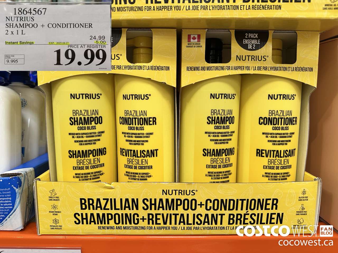 1864567 NUTRIUS SHAMPOO + CONDITIONER 2 X 1L ($5.00 INSTANT SAVINGS EXPIRES ON 2025-04-27) $19.99