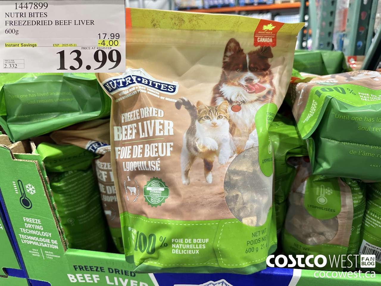 1447899 NUTRI BITES FREEZEDRIED BEEF LIVER 600g ($4.00 INSTANT SAVINGS EXPIRES ON 2025-05-11) $13.99