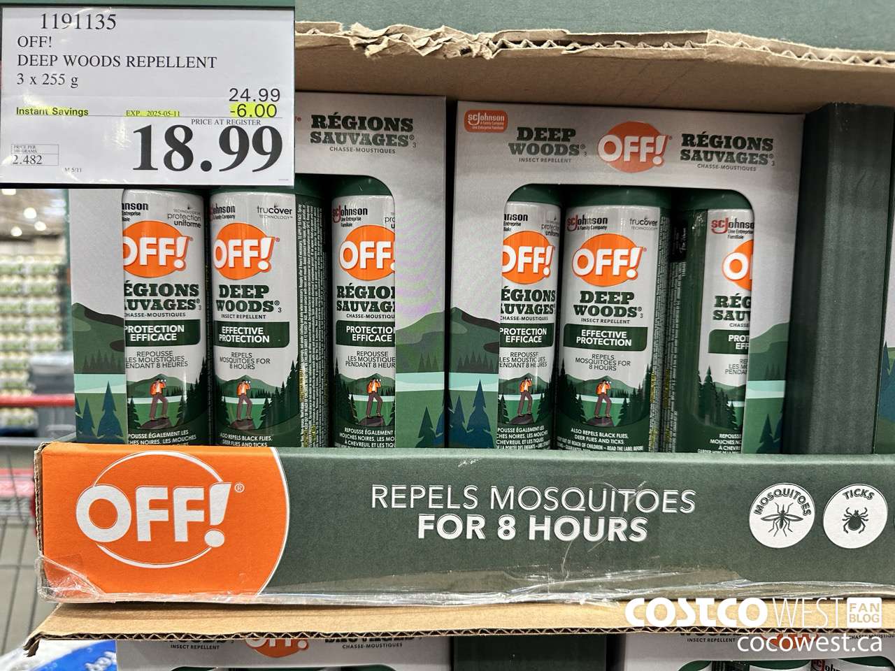 1191135 OFF! DEEP WOODS INSECT REPELLENT 3 x 255 g ($6.00 INSTANT SAVINGS EXPIRES ON 2025-05-11) $18.99