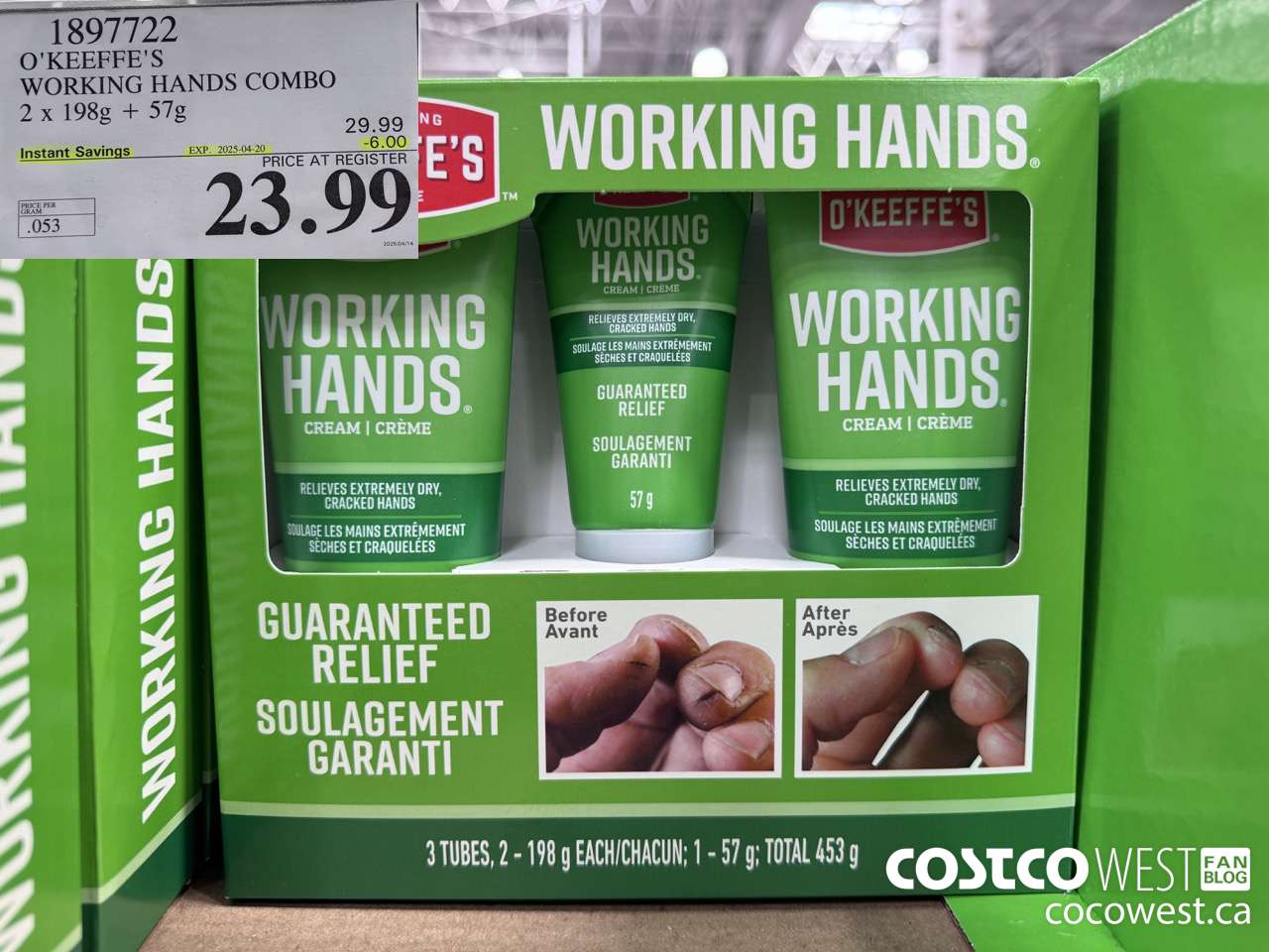 1897722 O'KEEFE'S WORKING HANDS COMBO 2 X 198G + 57G ($6.00 INSTANT SAVINGS EXPIRES ON 2025-04-20) $23.99
