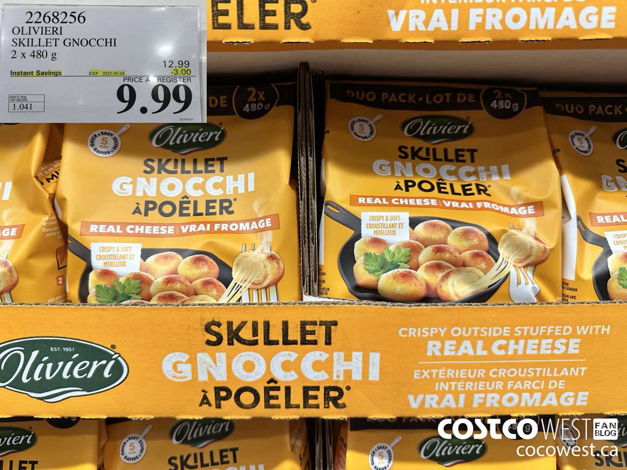 2268256 OLIVIERI SKILLET GNOCCHI 2 X 480G ($3.00 INSTANT SAVINGS EXPIRES ON 2025-05-04) $9.99