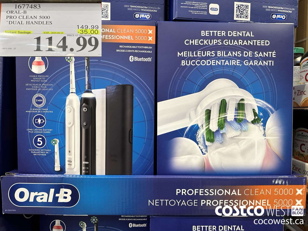 1677483 ORAL-B PRO CLEAN 5000 DUAL HANDLES ($35.00 INSTANT SAVINGS EXPIRES ON 2025-04-13) $114.99