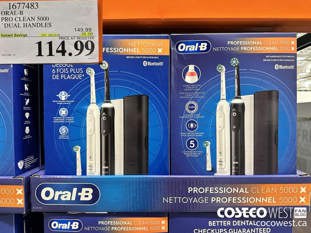 1677483 ORAL-B PRO CLEAN 5000 DUAL HANDLES ($35.00 INSTANT SAVINGS EXPIRES ON 2025-05-04) $114.99