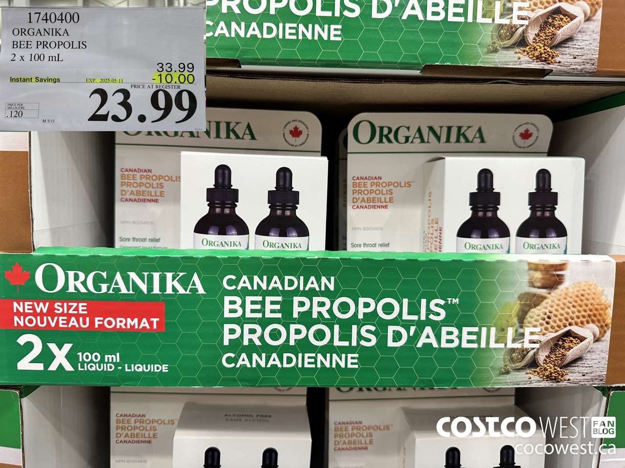 1740400 ORGANIKA LIQUID BEE PROPOLIS ALCOHOL FREE 2 X 100ML ($10.00 INSTANT SAVINGS EXPIRES ON 2025-05-11) $23.99