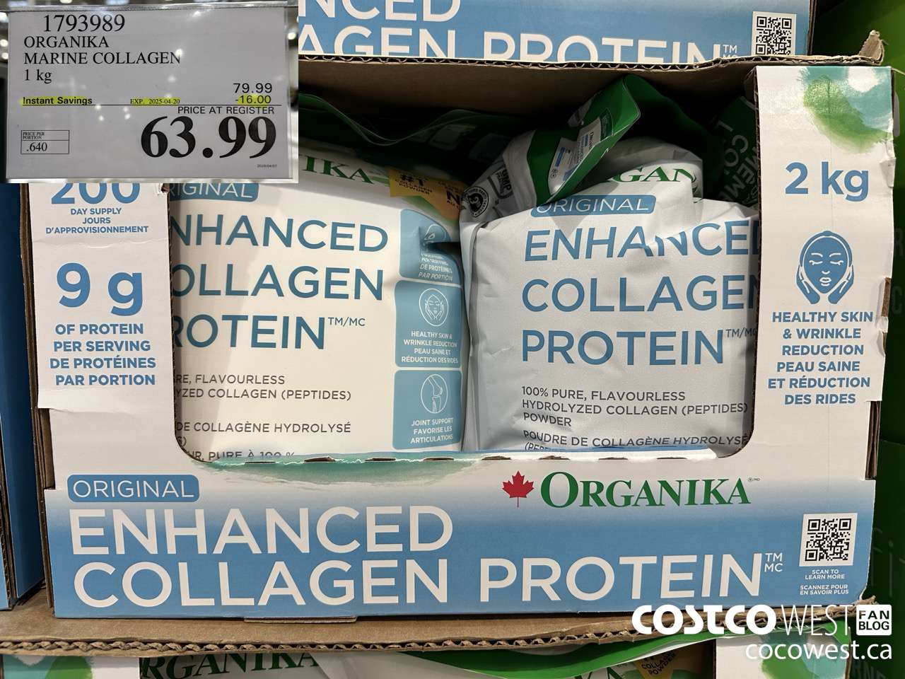 1793989 ORGANIKA MARINE COLLAGEN 1 KG ($16.00 INSTANT SAVINGS EXPIRES ON 2025-04-20) $63.99