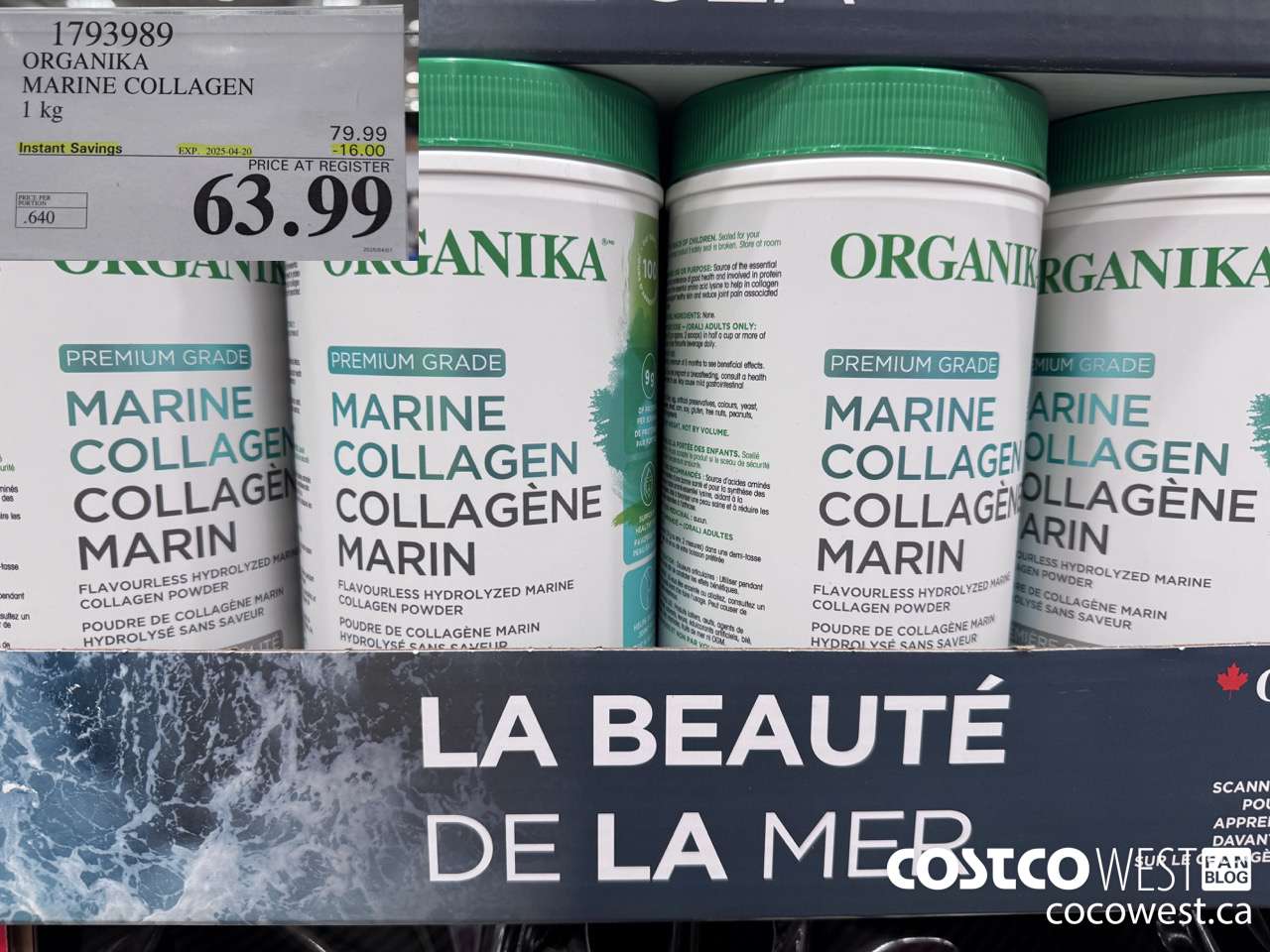 1793989 ORGANIKA MARINE COLLAGEN 1 KG ($16.00 INSTANT SAVINGS EXPIRES ON 2025-04-20) $63.99