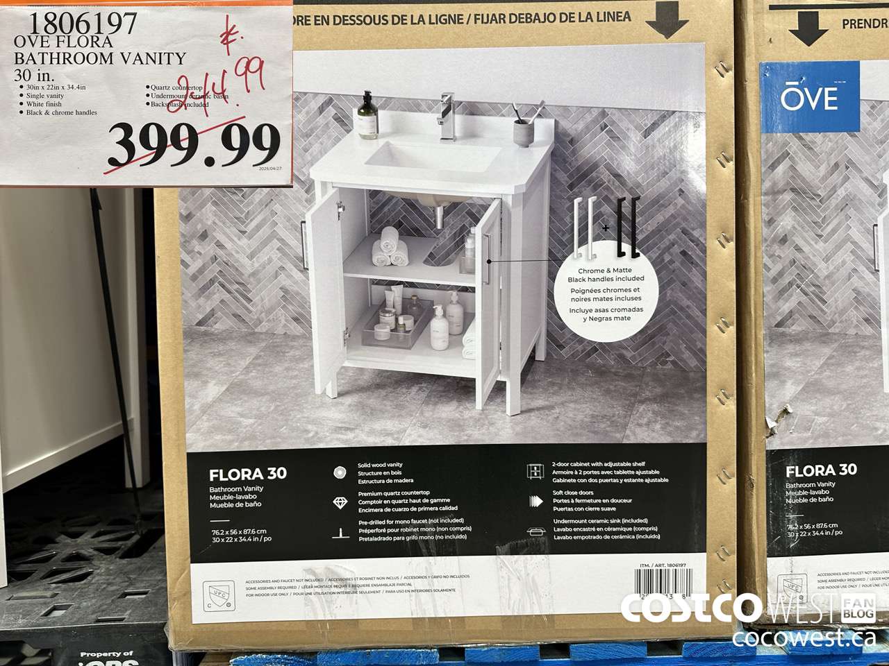 1806197 OVE FLORA BATHROOM VANITY 30 IN $244.99