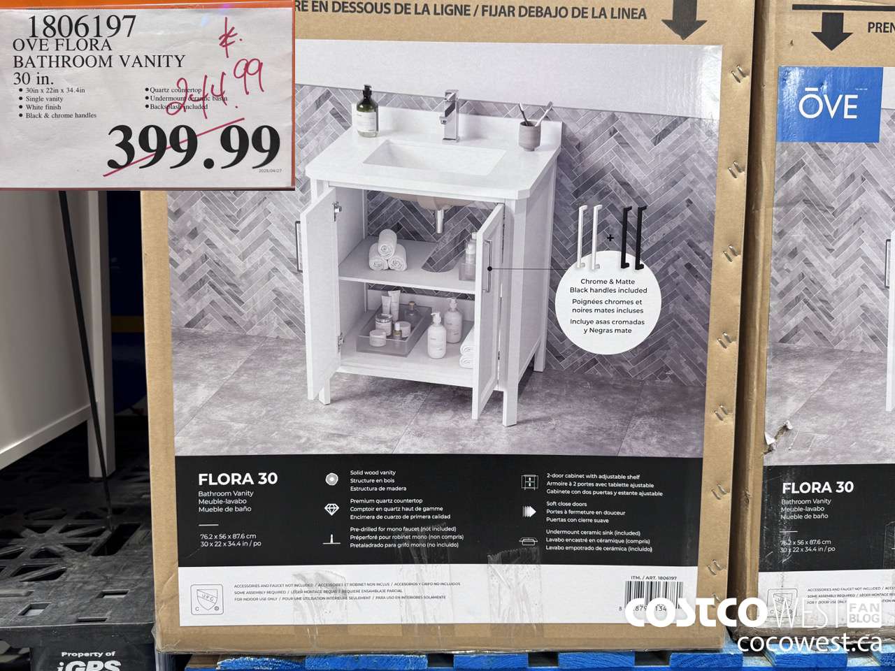 1806197 OVE FLORA BATHROOM VANITY 30 IN $244.99