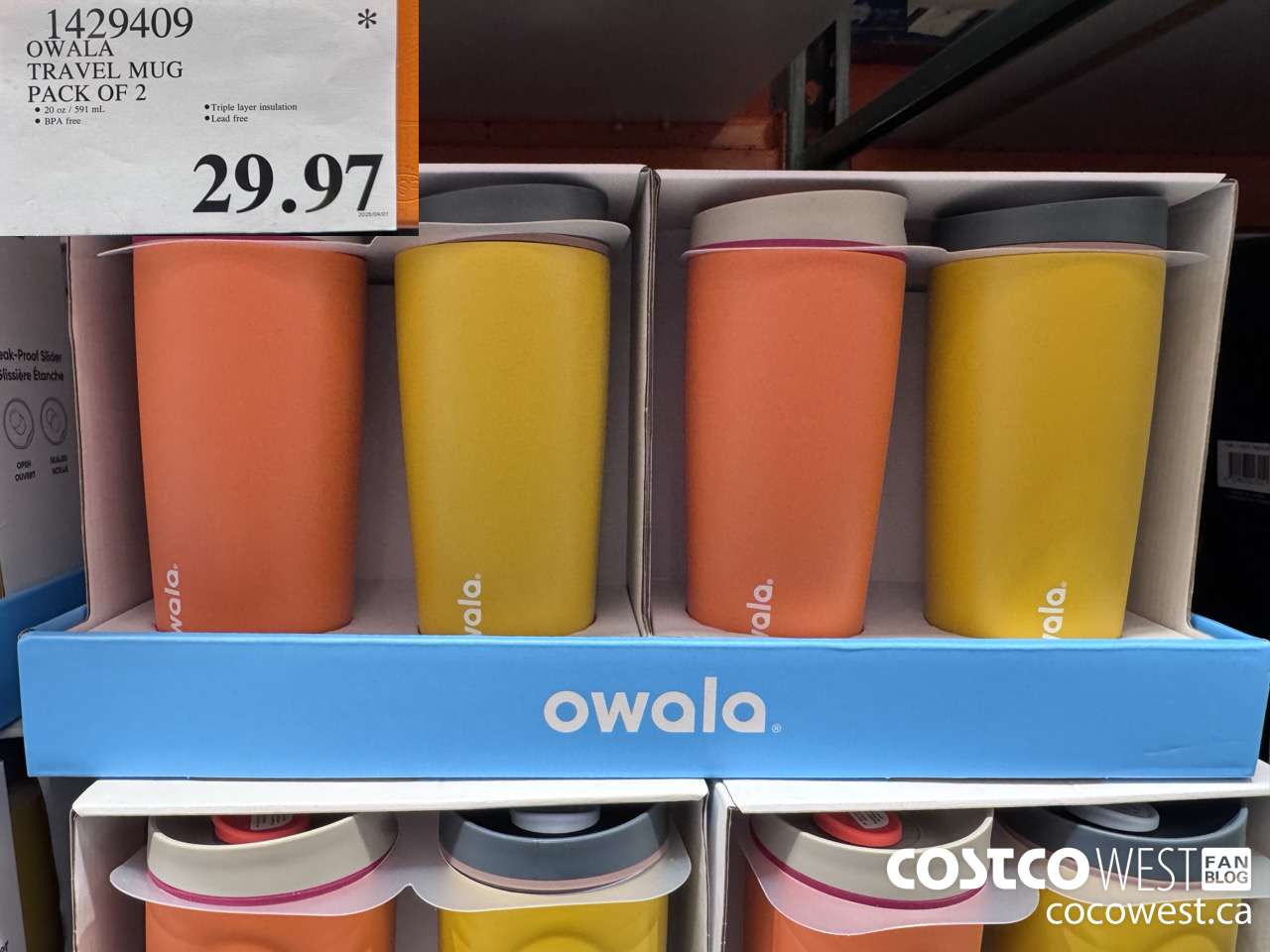 1429409 OWALA TRAVEL MUG PACK OF 2 $29.97