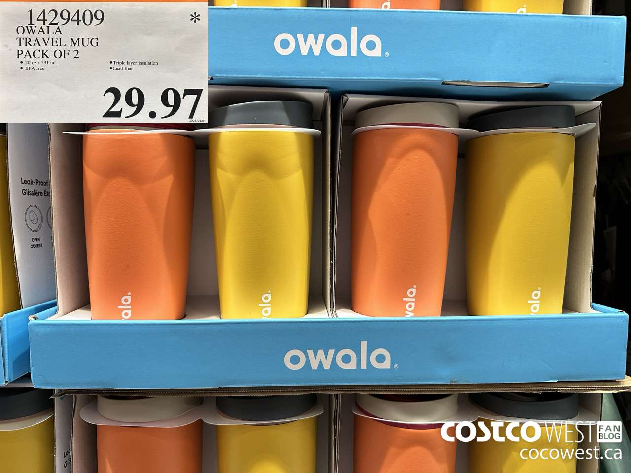1429409 OWALA TRAVEL MUG PACK OF 2 $29.97