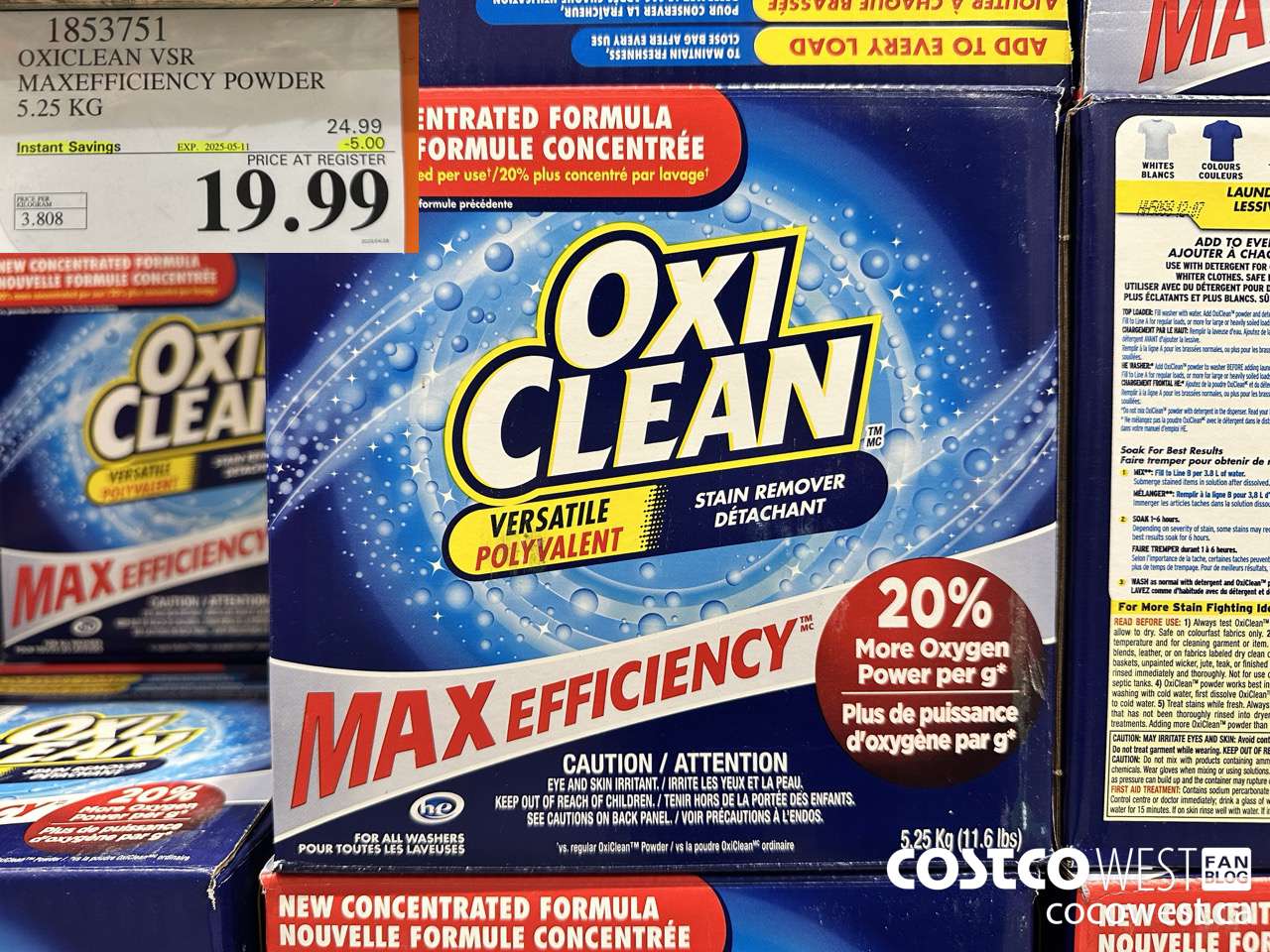 1853751 OXICLEAN VSR MAXEFFICIENCY POWDER 5.25KG ($5.00 INSTANT SAVINGS EXPIRES ON 2025-05-11) $19.99