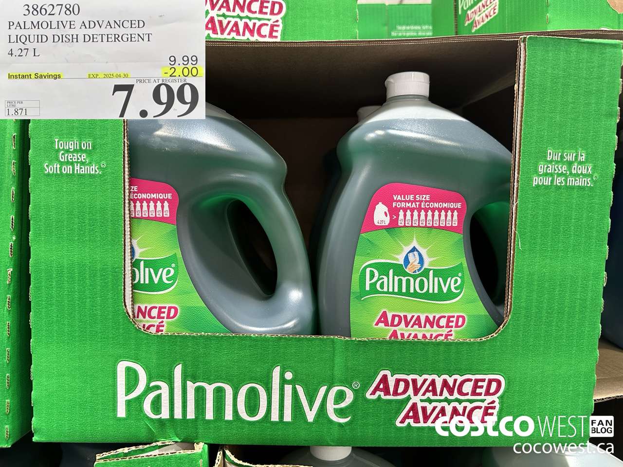 3862780 PALMOLIVE ADVANCED LIQUID DISH DETERGENT 4.27 L ($2.00 INSTANT SAVINGS EXPIRES ON 2025-04-30) $7.99