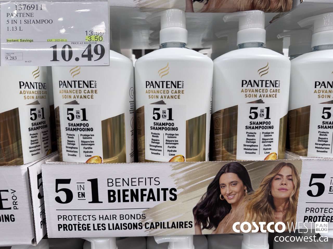 1376911 PANTENE 5 IN 1 SHAMPOO 1.13L ($3.50 INSTANT SAVINGS EXPIRES ON 2025-05-11) $10.49