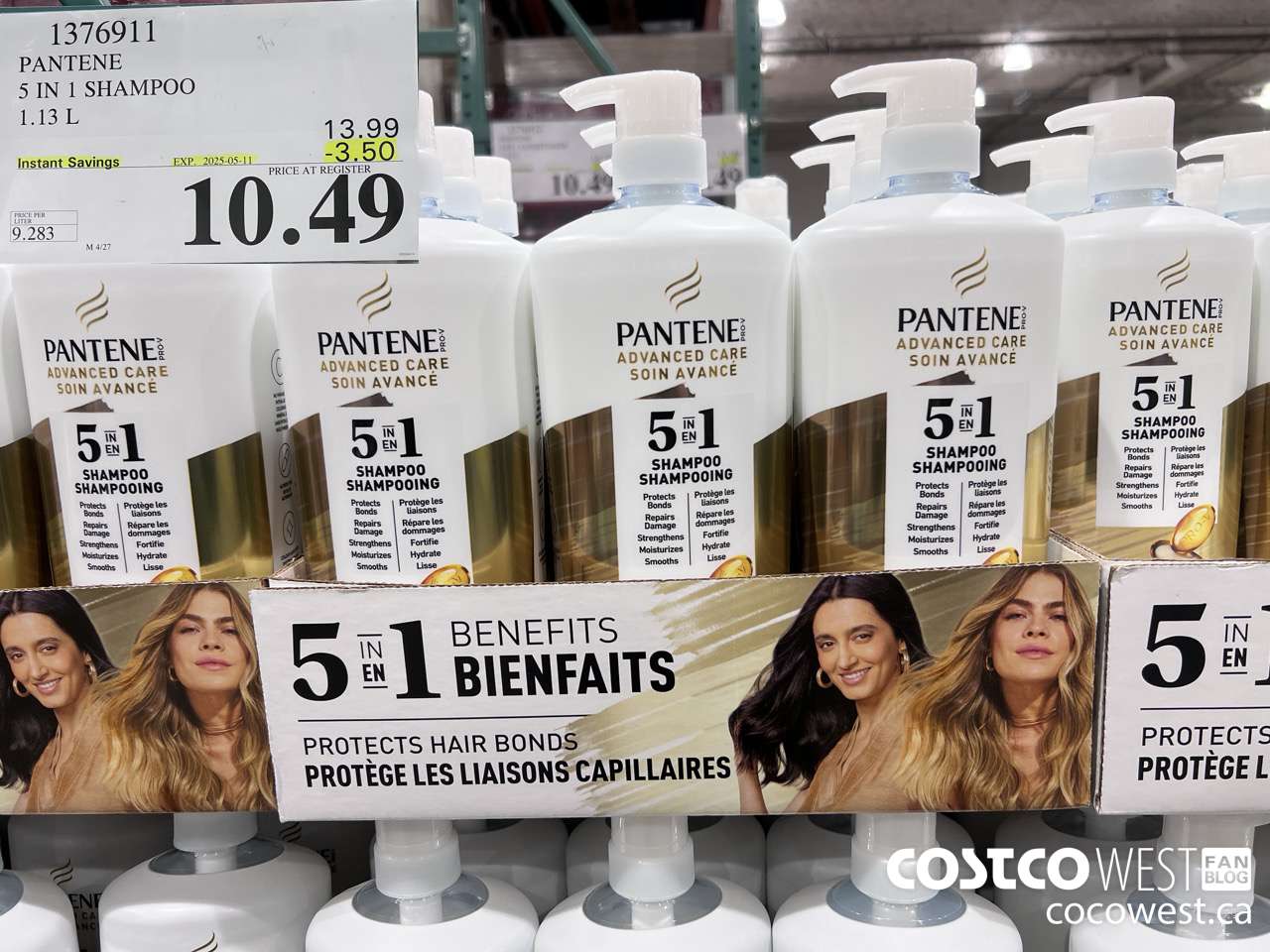 1376911 PANTENE 5 IN 1 SHAMPOO 1.13L ($3.50 INSTANT SAVINGS EXPIRES ON 2025-05-11) $10.49