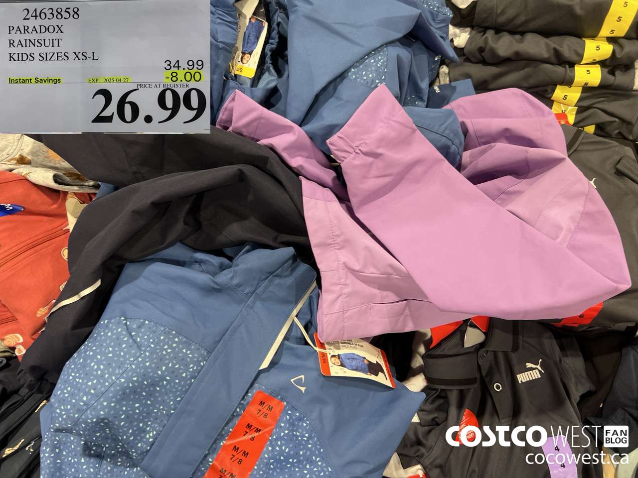 2463858 PARADOX RAINSUIT KIDS SIZES XS-L ($8.00 INSTANT SAVINGS EXPIRES ON 2025-04-27) $26.99