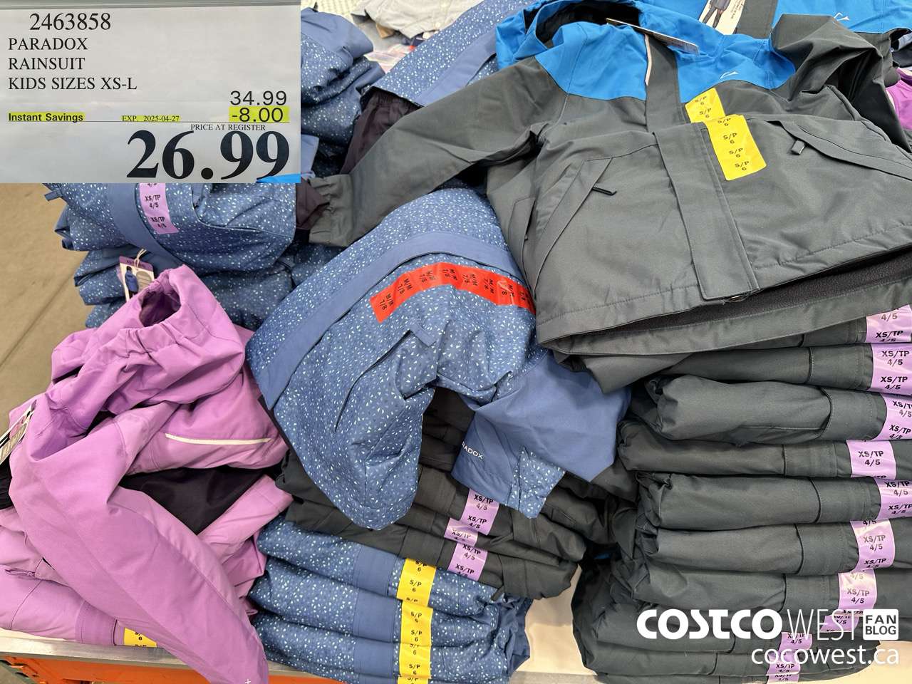 2463858 PARADOX RAINSUIT KIDS SIZES XS-L ($8.00 INSTANT SAVINGS EXPIRES ON 2025-04-27) $26.99