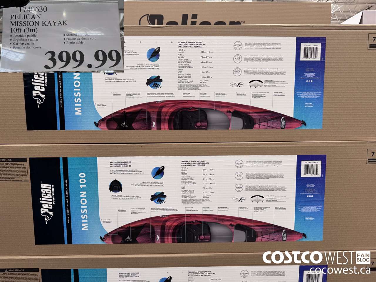 1740630 PELICAN MISSION KAYAK 10FT (3M) $399.99