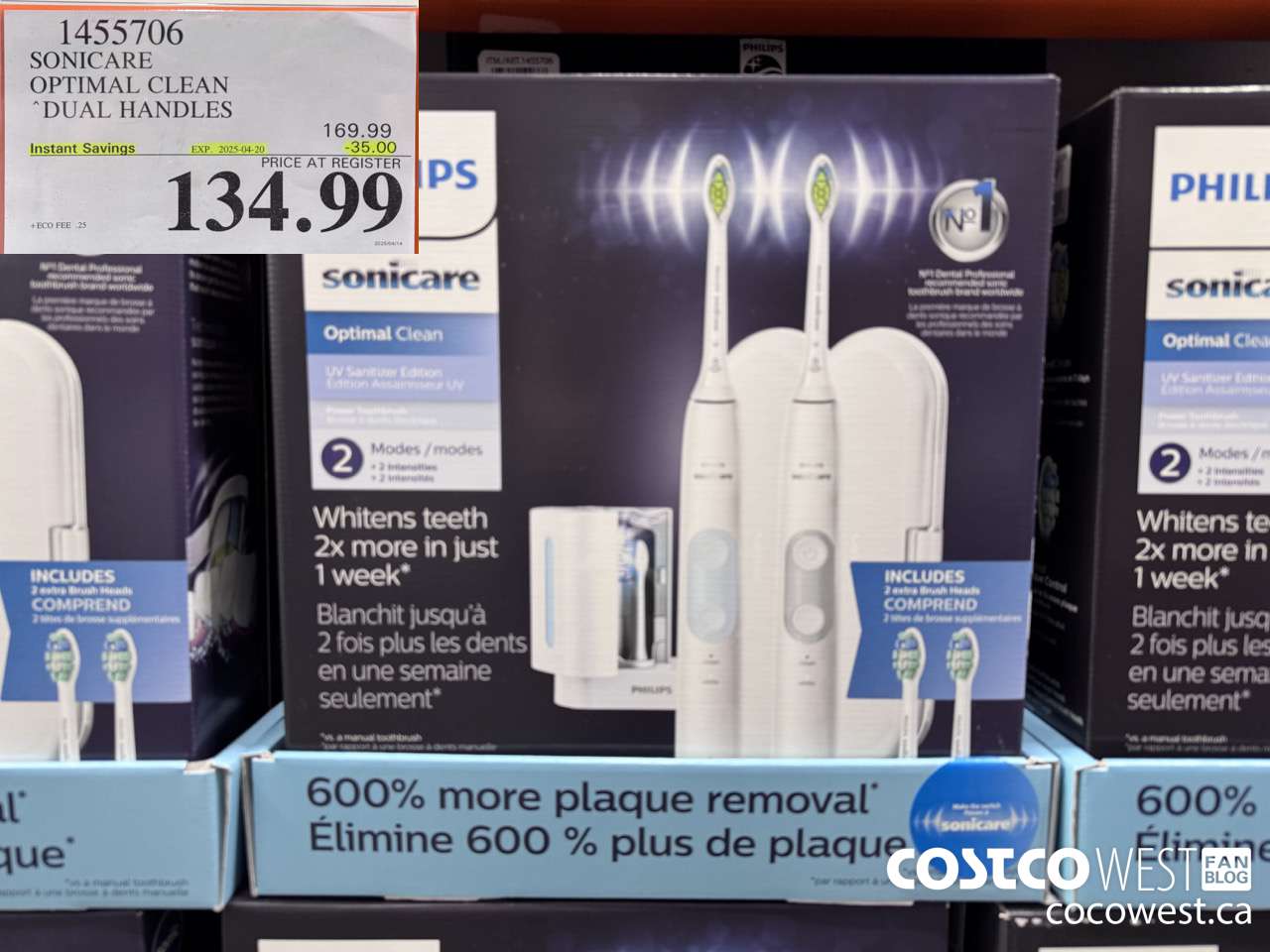 1455706 PHILIPS/SONICARE OPTIMAL CLEAN DUAL HANDLES ($35.00 INSTANT SAVINGS EXPIRES ON 2025-04-20) $134.99