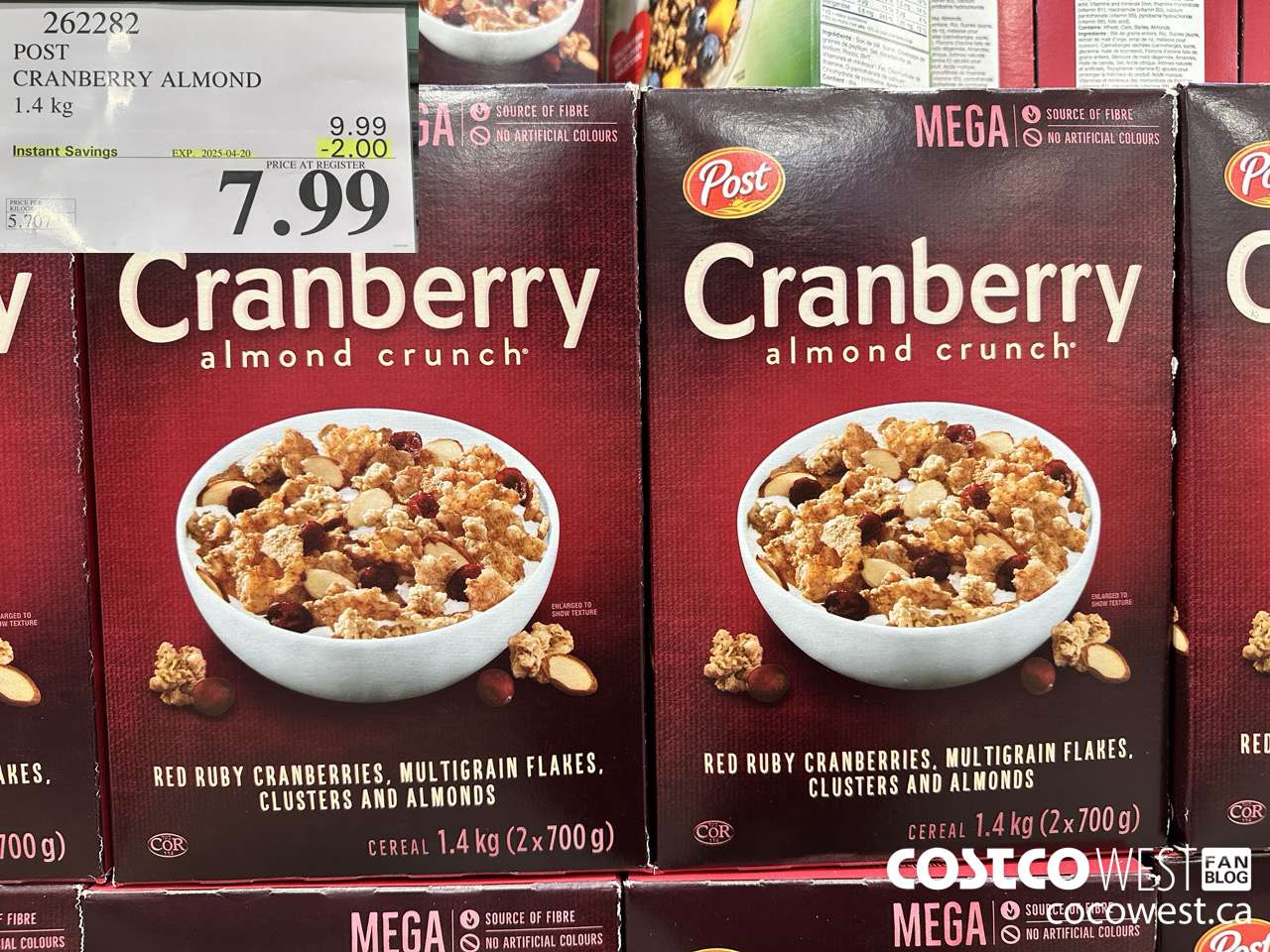 262282 POST CRANBERRY ALMOND CRUNCH 1.4 kg ($2.00 INSTANT SAVINGS EXPIRES ON 2025-04-20) $7.99