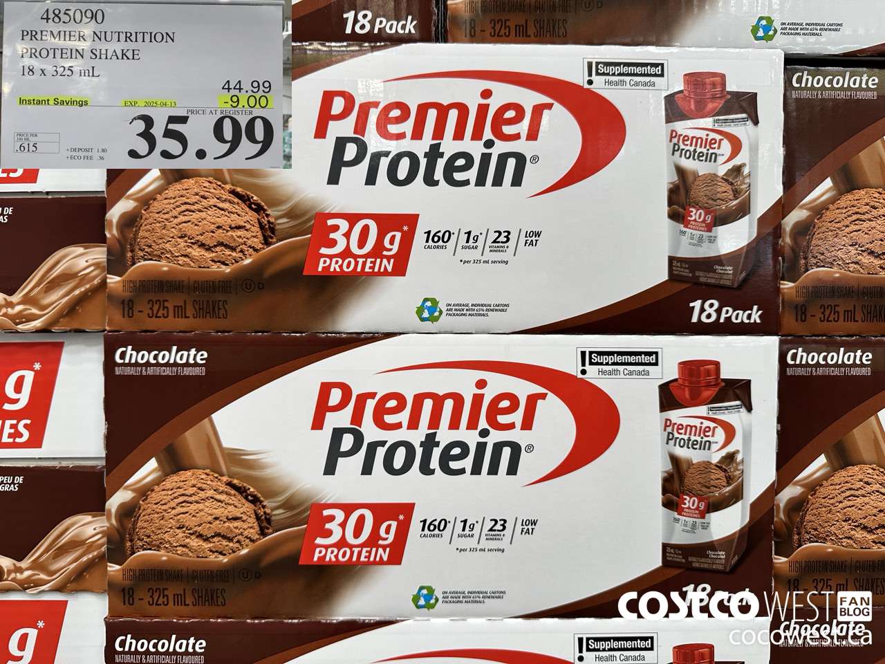 485090 PREMIER NUTRITION PROTEIN SHAKE 18 x 325 mL ($9.00 INSTANT SAVINGS EXPIRES ON 2025-04-13) $35.99