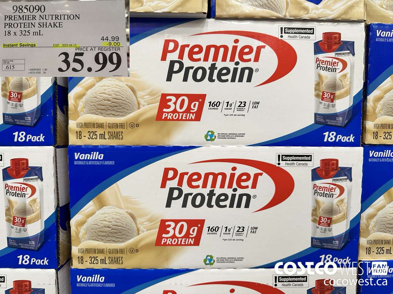 985090 PREMIER NUTRITION PROTEIN SHAKE 18 x 325 mL ($9.00 INSTANT SAVINGS EXPIRES ON 2025-04-13) $35.99