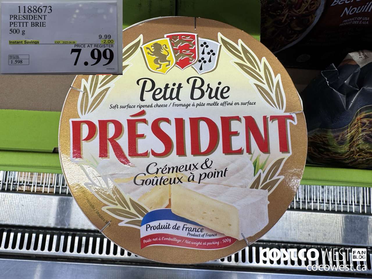 1188673 PRESIDENT PETIT BRIE 500 g ($2.00 INSTANT SAVINGS EXPIRES ON 2025-04-06) $7.99